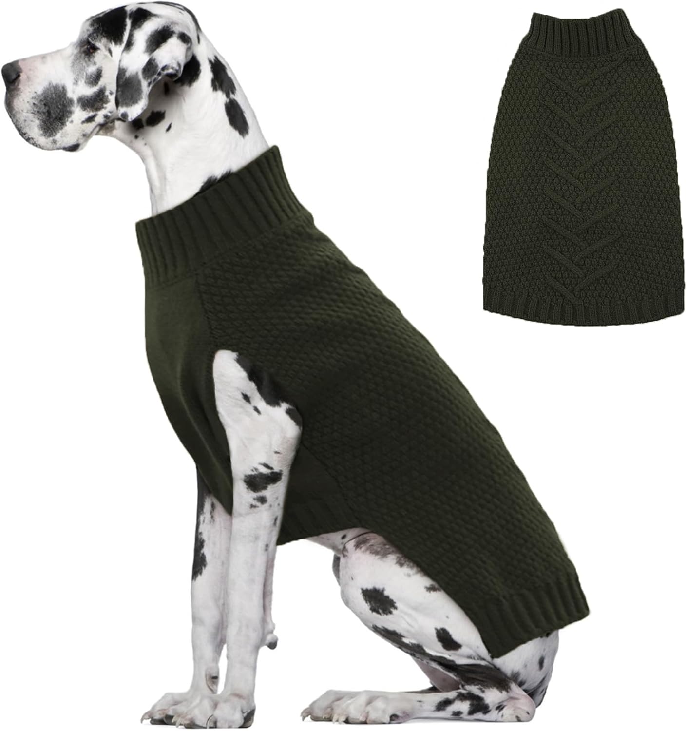 IECOii Great Dane Sweater for Extra Large Dogs in Army Green