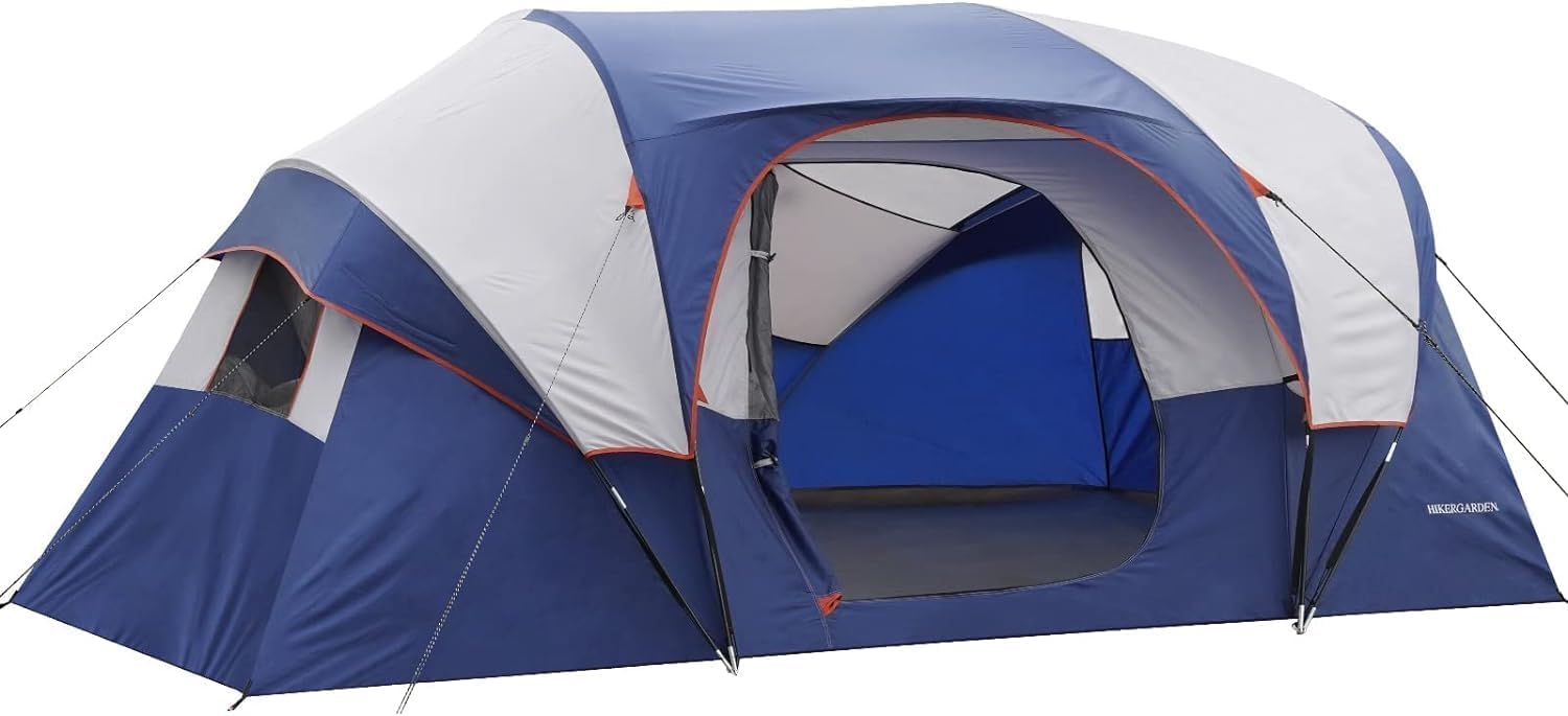 Spacious 10 Person Dome Tent - Easy Setup, Windproof Fabric - HG