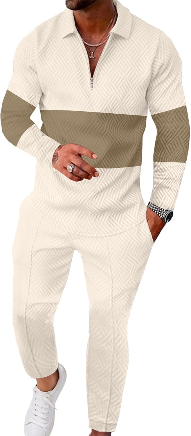 UOUA Mens 2 Piece Set Casual Outfits for All-Day Comfort