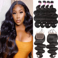 Body Wave 4 Bundles with 4x4 Closure - Natural 100% Human Hair