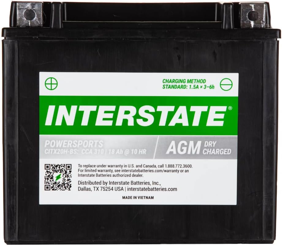 Interstate Batteries YTX20H-BS 12V High-Performance AGM Battery