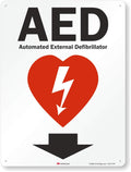 AED Sign with Down Arrow 18in x 24in - Reflective Aluminum
