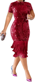 Cololura Elegant Sequin Tassel Bodycon Midi Dress - Party Ready