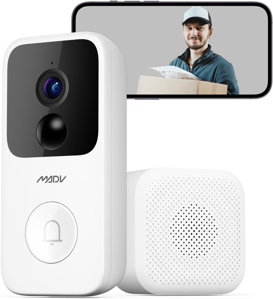 MADV Smart Doorbell: 2K Resolution, Night Vision, Two-Way Audio