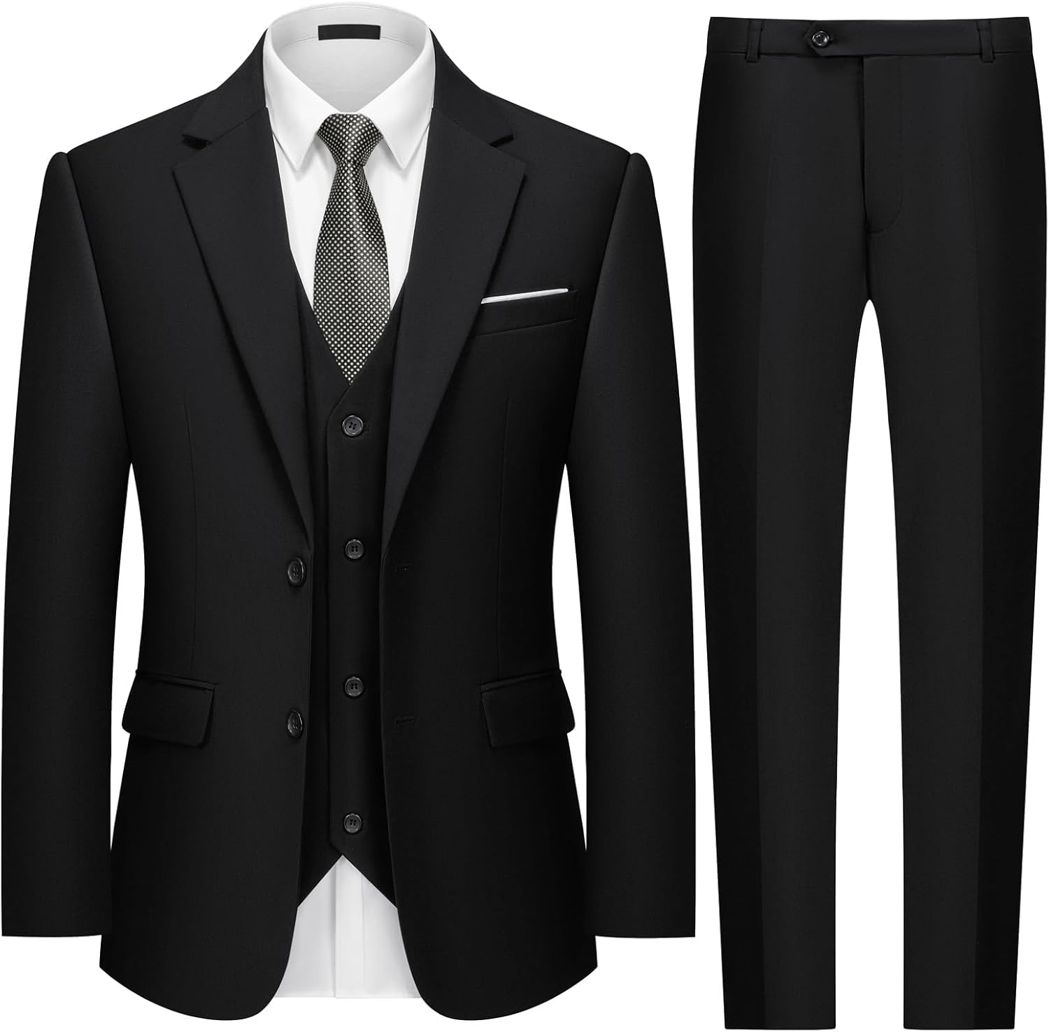 MAGE MALE Mens Two Button 3-Piece Slim Fit Tuxedo Set