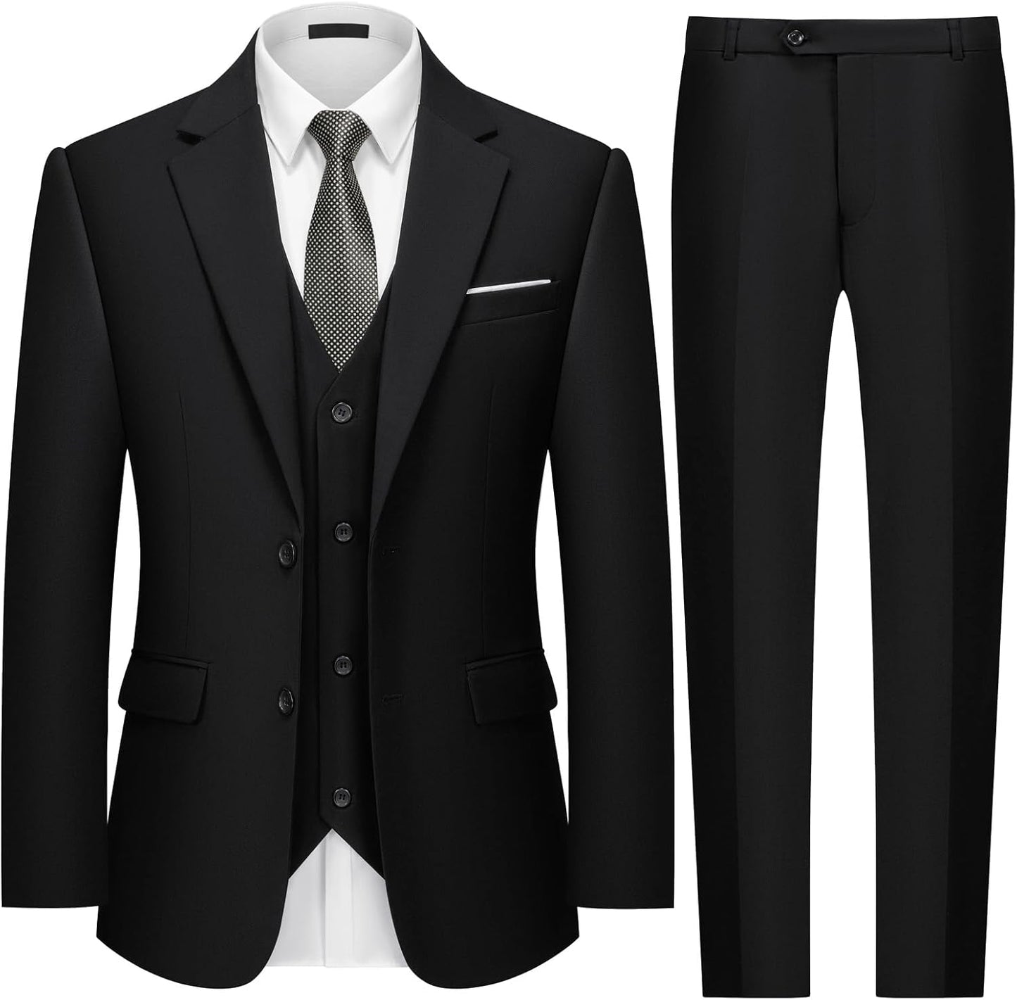 Mens Two Button 3-Piece Slim Fit Tuxedo Set for Weddings and Events