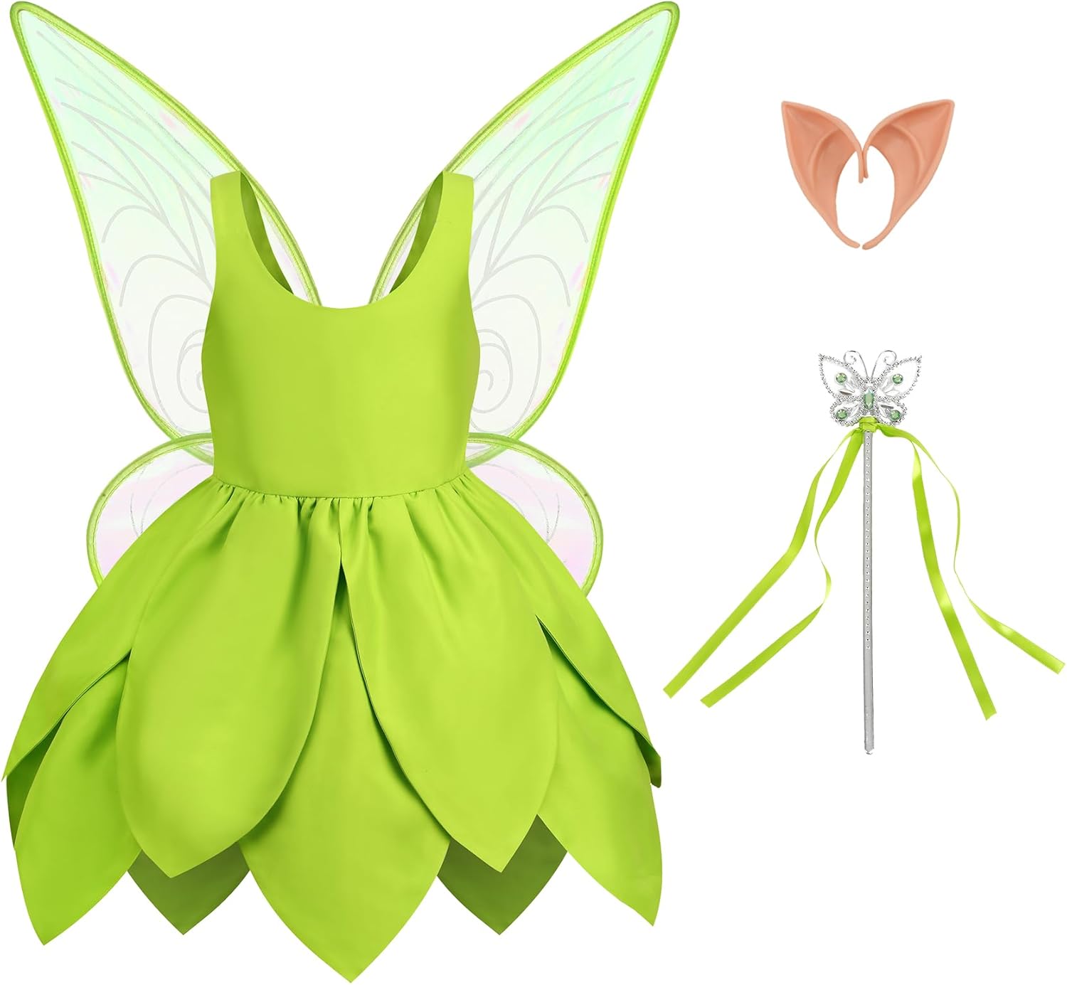 Tinkerbell Costume for Girls with Wings and Elf Ears for Fun