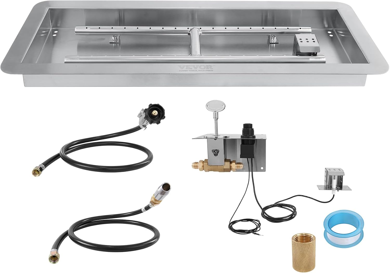 VEVOR Drop-in Fire Pit Pan 36 x 12 inch Stainless Steel Kit