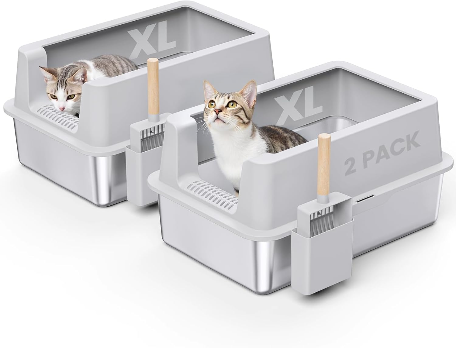 Extra Large Stainless Steel Cat Litter Box for High Peeing Cats