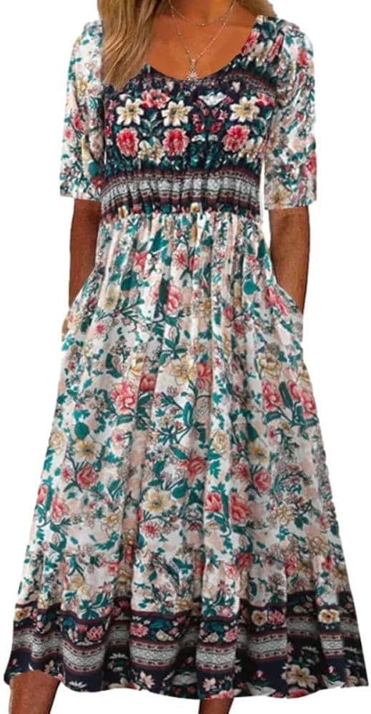 Womens Boho Dress Summer Casual Floral Maxi Dress for All Occasions