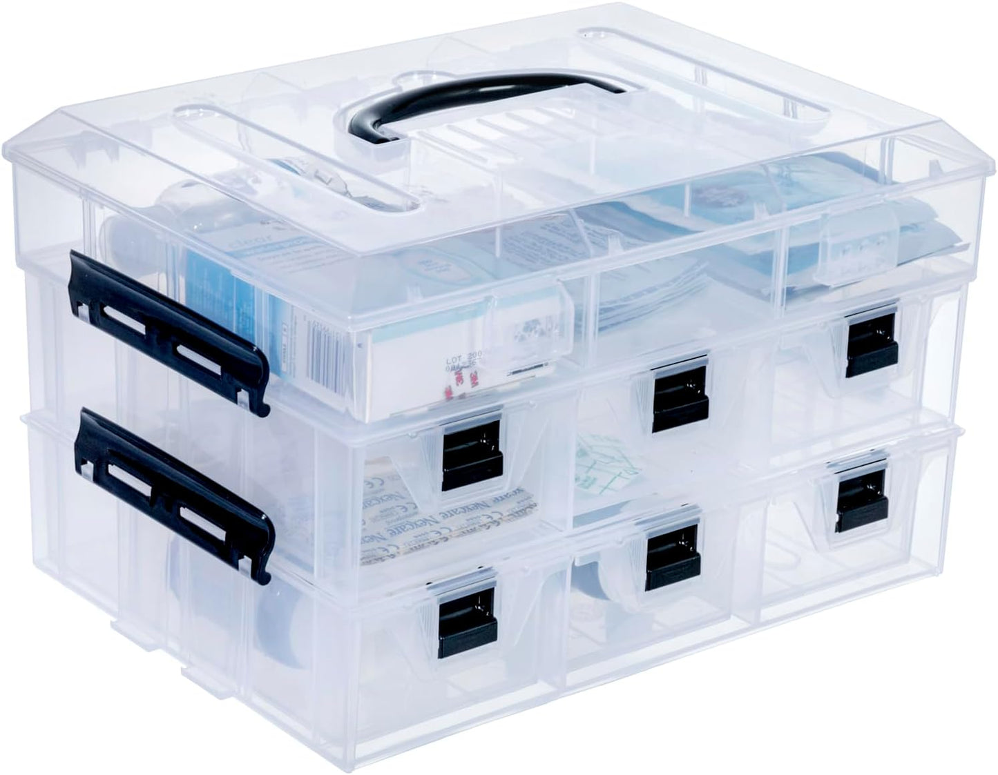MyGift 11 Inch Clear Plastic Storage Box for Crafts and Supplies