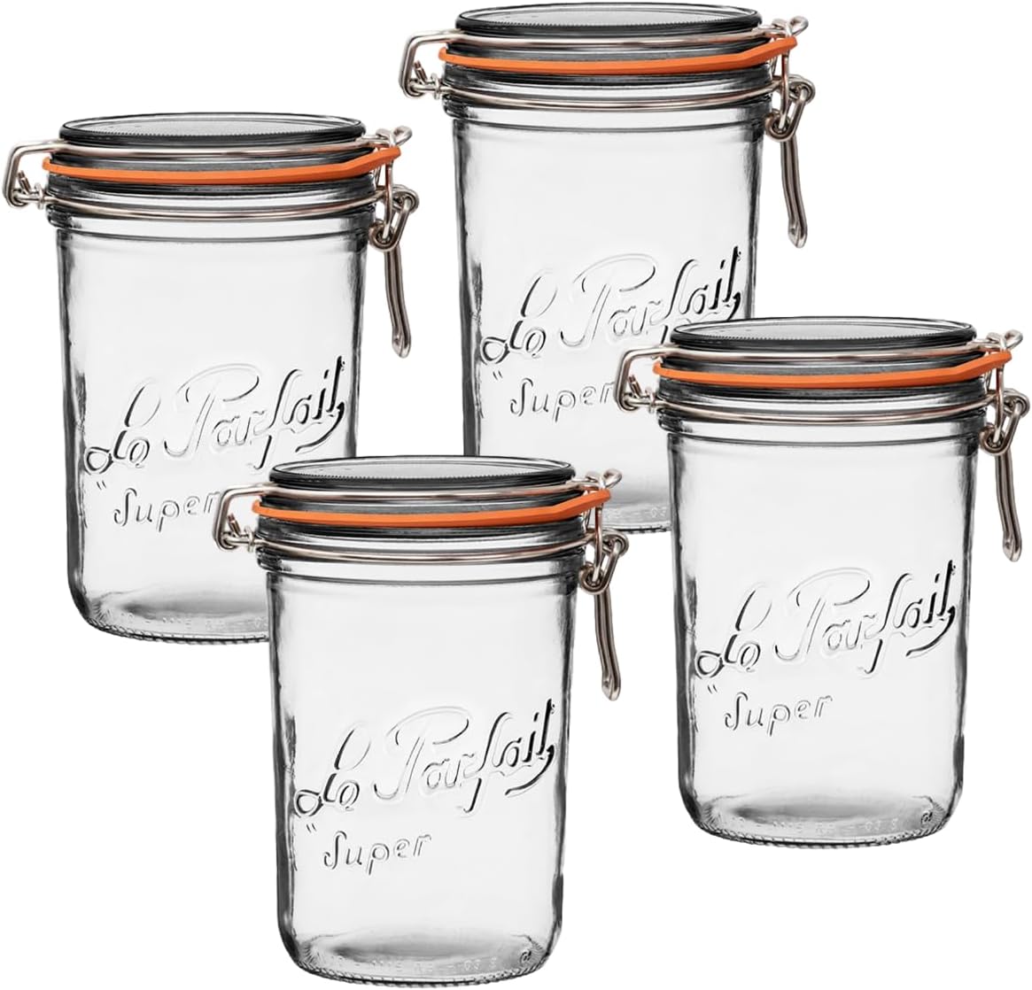 Le Parfait Super Terrine Jar Set of 4 | 32oz Airtight Glass Jars