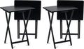 Folding TV Tray Tables 4-Pack - Solid Wood Snack Trays for Couch