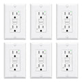 GFCI Outlet 15 Amp White 6 Pack - Self-Test, Narrow Design