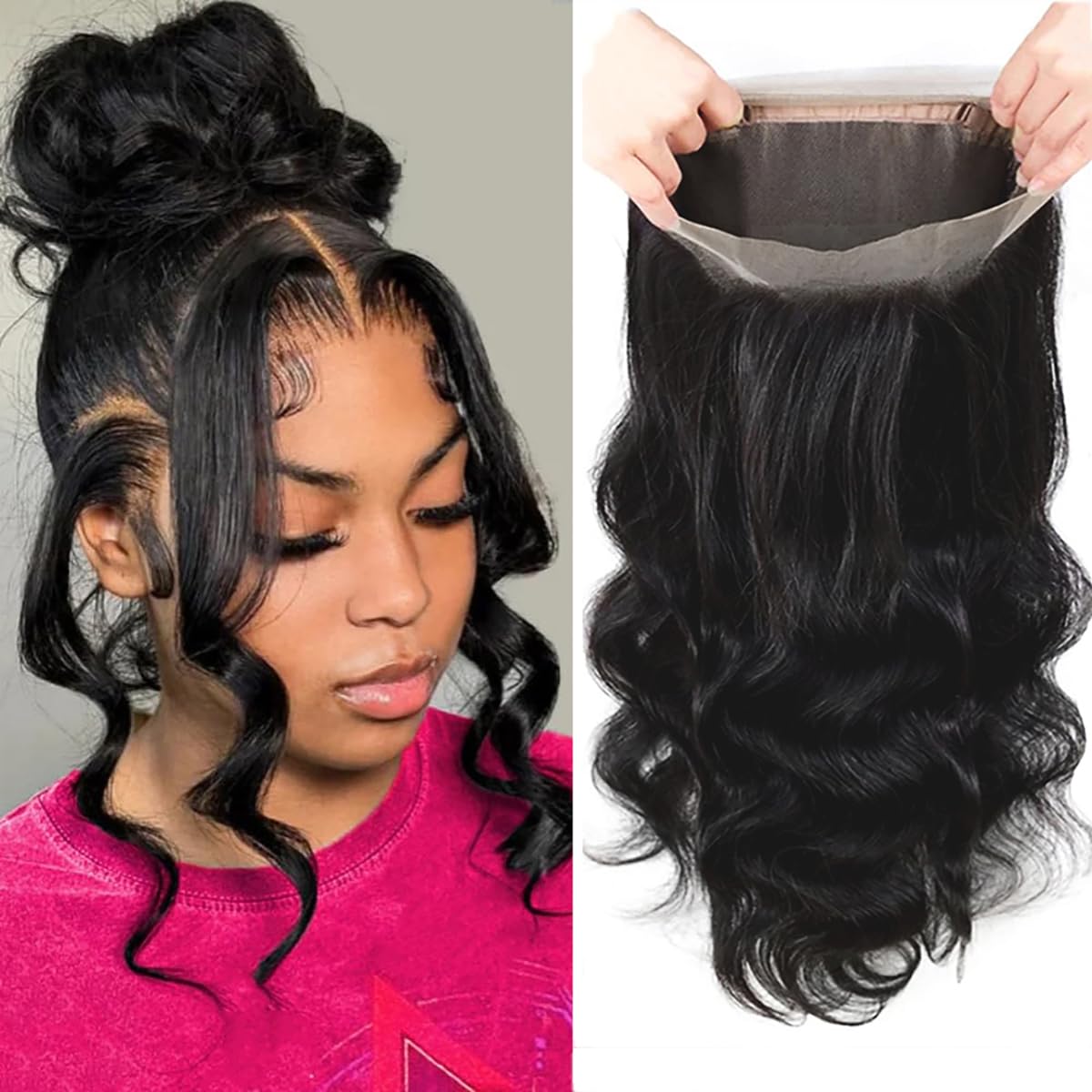 360 Lace Frontal 12A Unprocessed Brazilian Body Wave 16 Inch