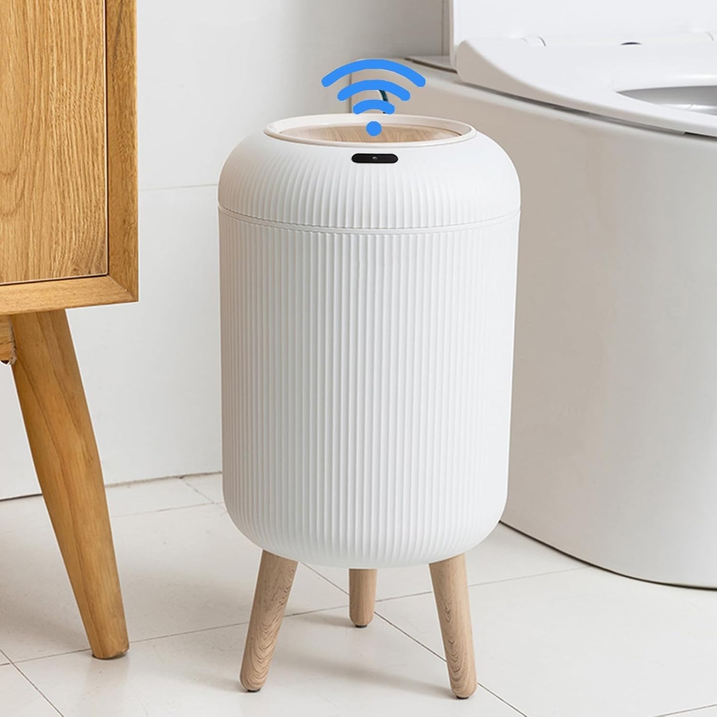 URALFA Motion Sensor Trash Can with Lid for Modern Homes