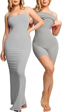 Popilush Bodycon Slip Maxi Dress with Built-in Shapewear for Women