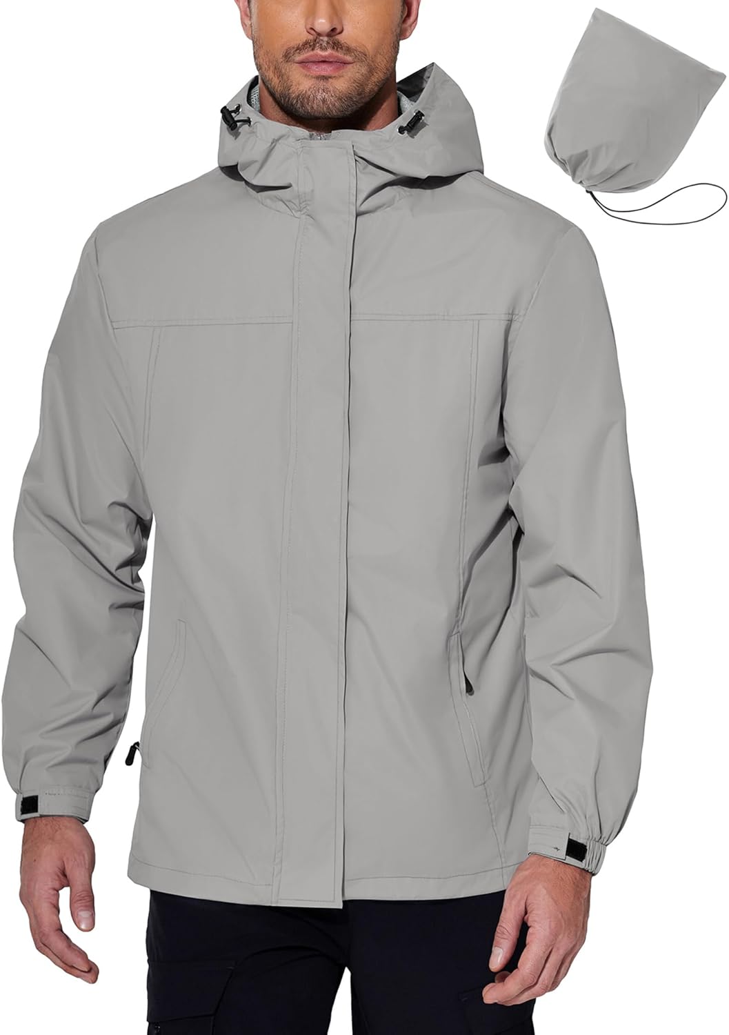 COOFANDY Men's Rain Jacket Waterproof Lightweight Packable Shell