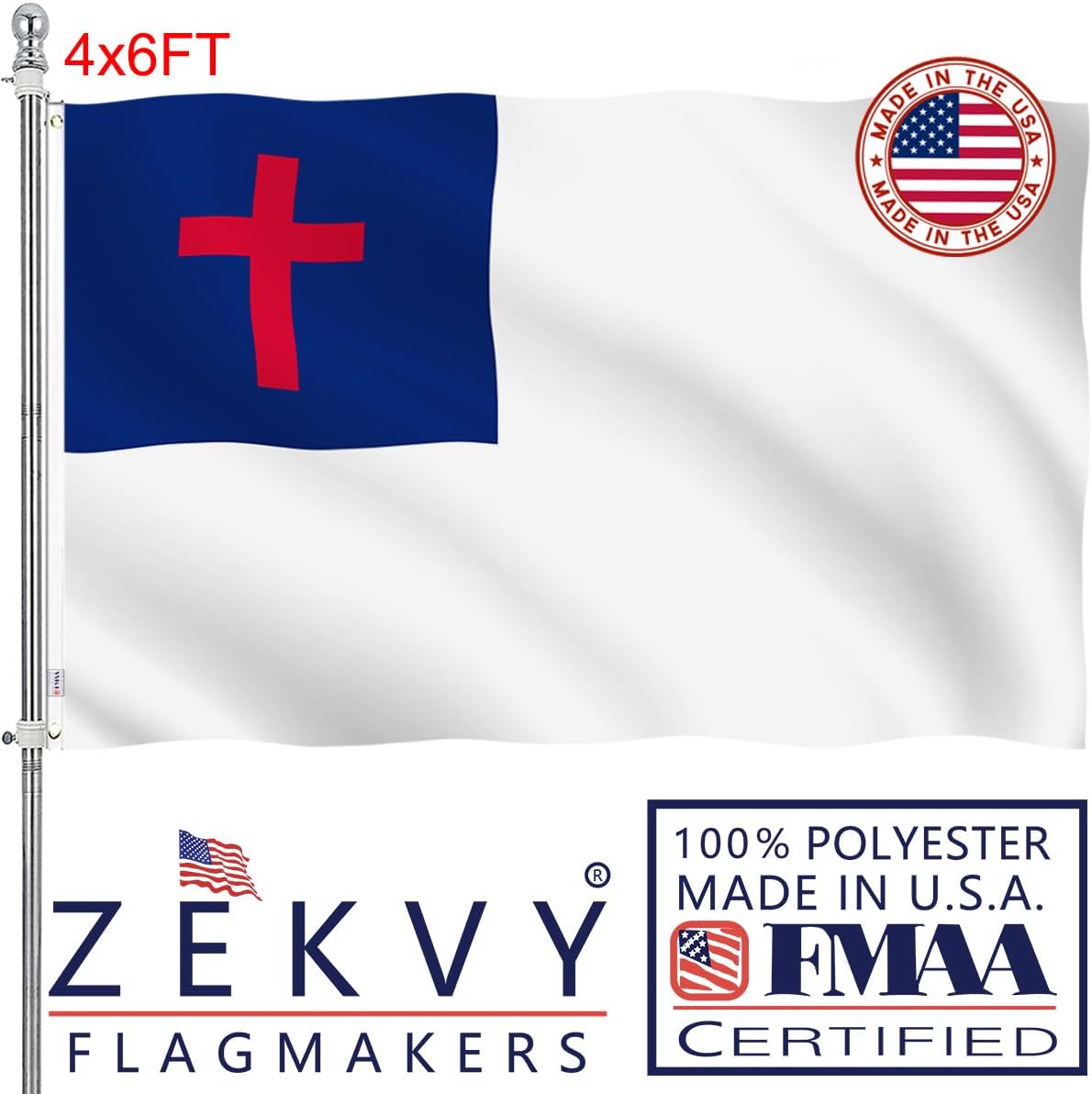 Christian Flag 4x6 Outdoor Heavy Duty Vivid Color Jesus Flags