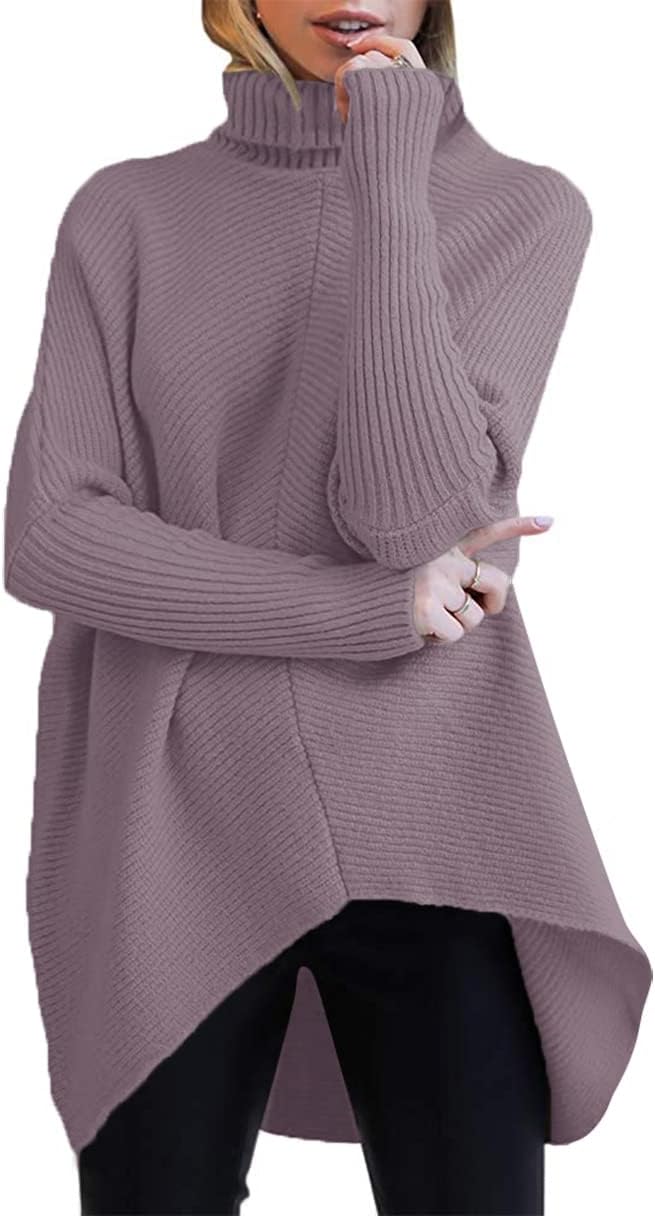 Oversized Turtleneck Batwing Sweater for Cozy Fall Style