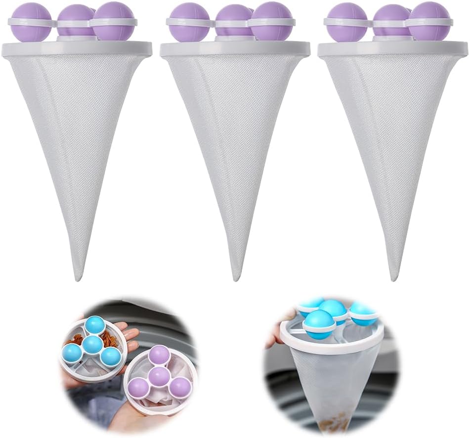 Purple Pet Hair Remover Bags - 3PCS Set