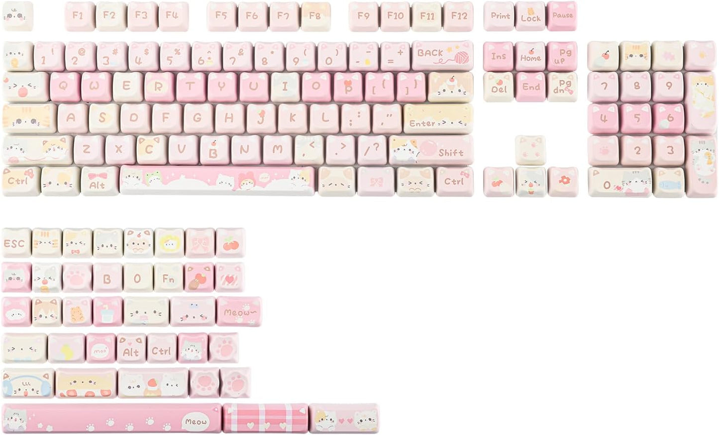 KiiBoom Meow Meow Squad Keycaps Set for Mechanical Keyboards