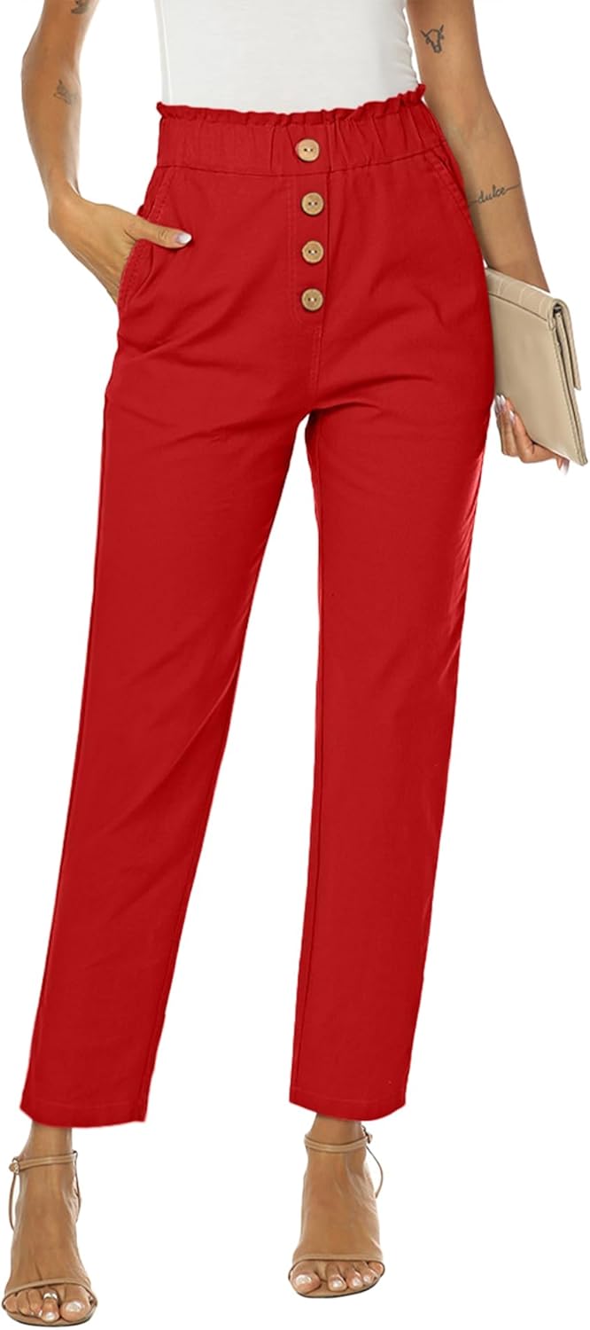 NIMIN Womens Casual Pants High Waisted Work Pants with Pockets