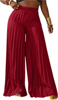 Women's Wide Leg Palazzo Pleated Pants High Waisted - Flowy Fit