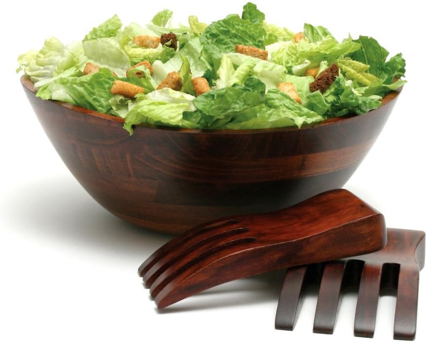 Lipper International Cherry Finished Wavy Rim Serving Bowl Set