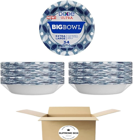 Dixie Ultra Big Bowl 34 oz Disposable Paper Bowl Pack of 68