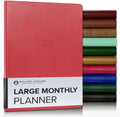 Large Monthly Planner 2025-2026 Caribbean Red - 18-Month Leather