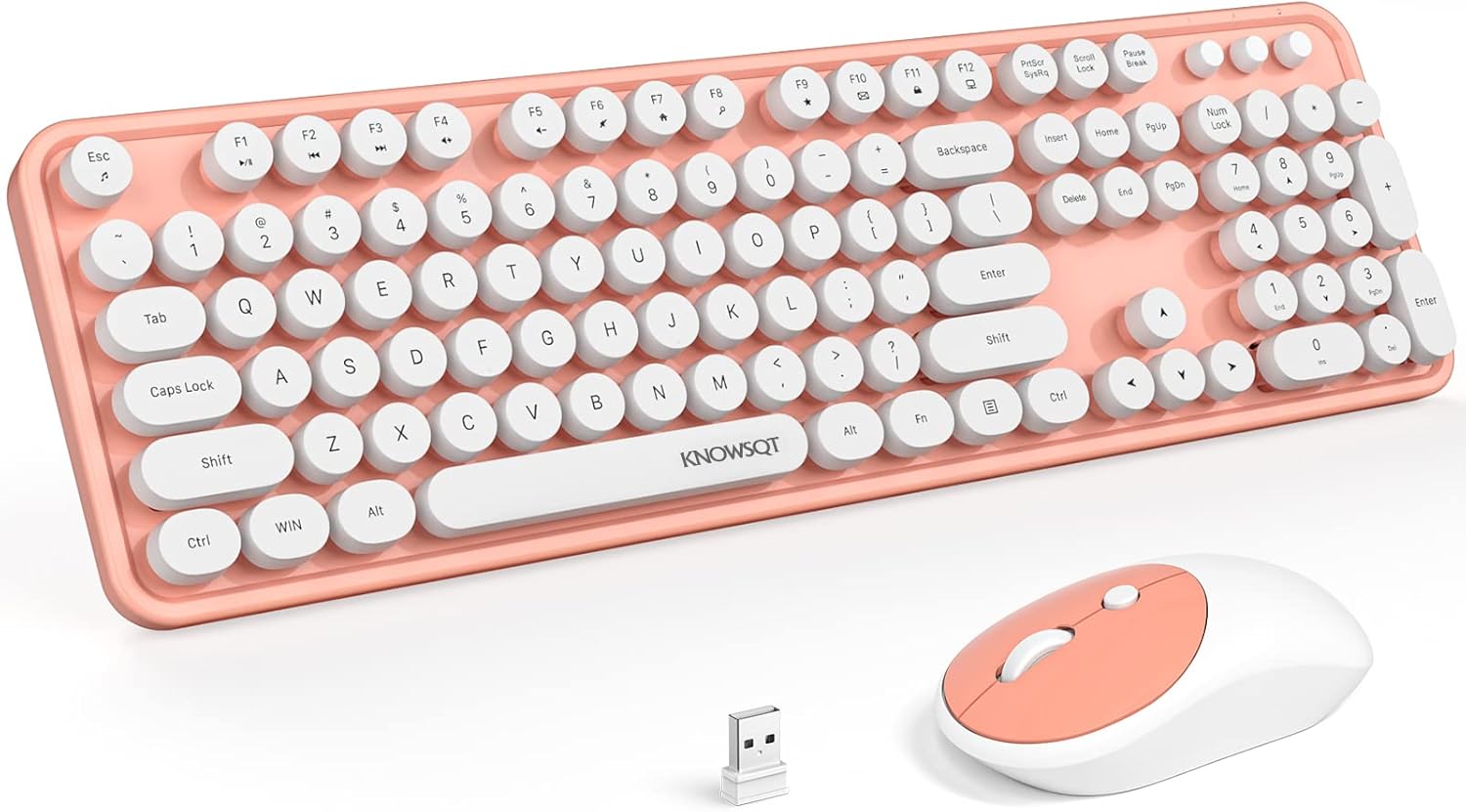 KNOWSQT Wireless Keyboard and Mouse Combo for Colorful Desks