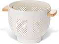 Metal Colander with Wood Handle and Stable Base - Durable Kitchen