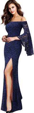 VFSHOW Womens Off Shoulder Bell Sleeve Maxi Dress - Elegant Formal Fit