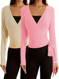 SweatyRocks Women's Pilates Wrap Top Long Sleeve V Neck - Versatile