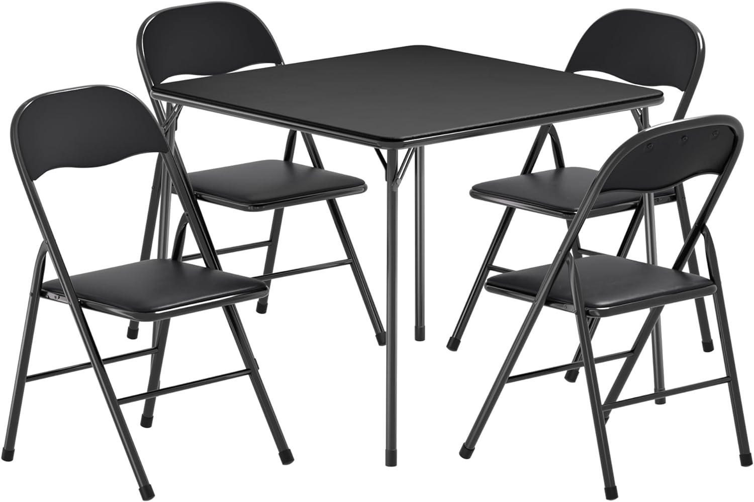 VECELO 5-Piece Folding Card Table Set | Padded Upholstery | Space-Saving