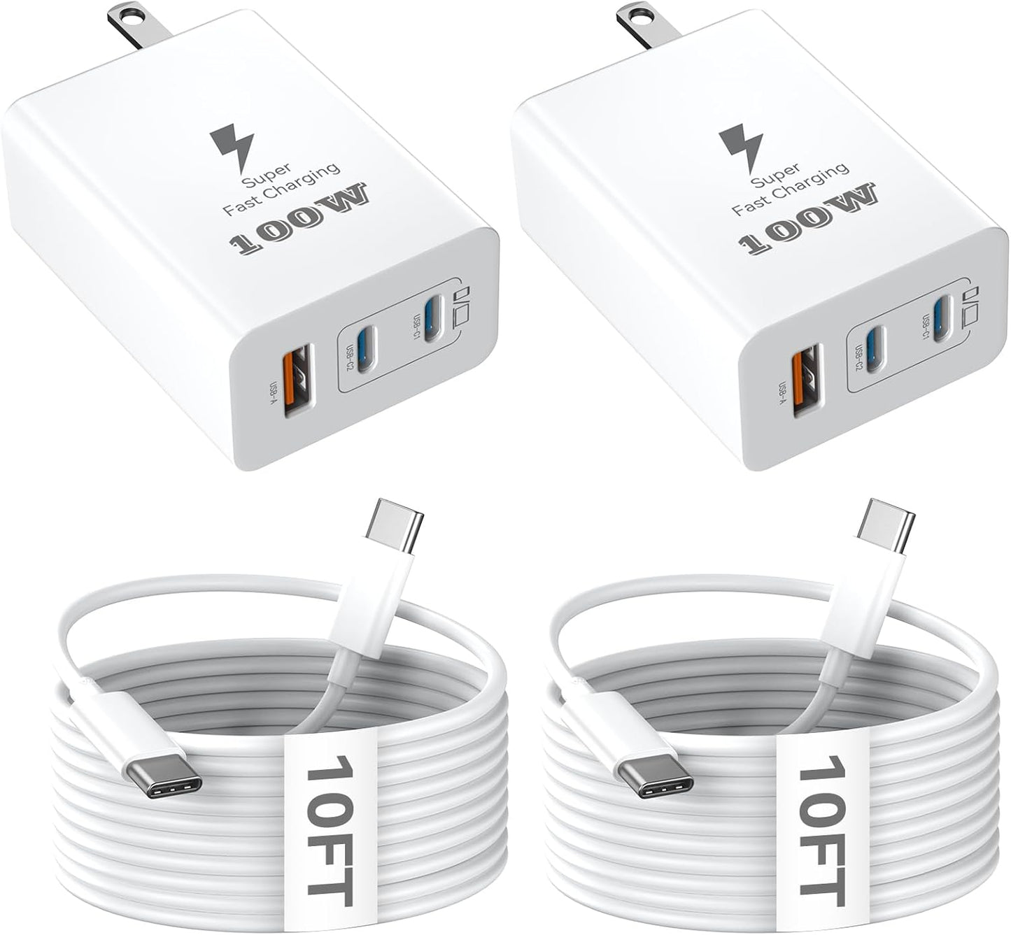 Fast Charging 100W USB C Mac Book Charger 2 Pack