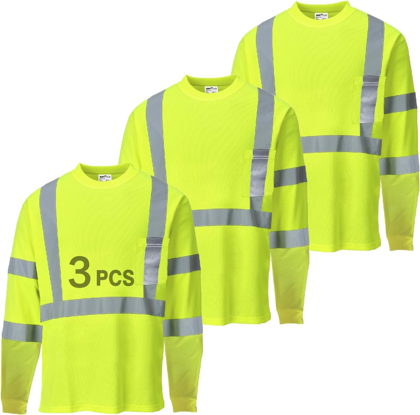 Hi Vis Safety Shirts for Men Reflective Work T-Shirt Pack