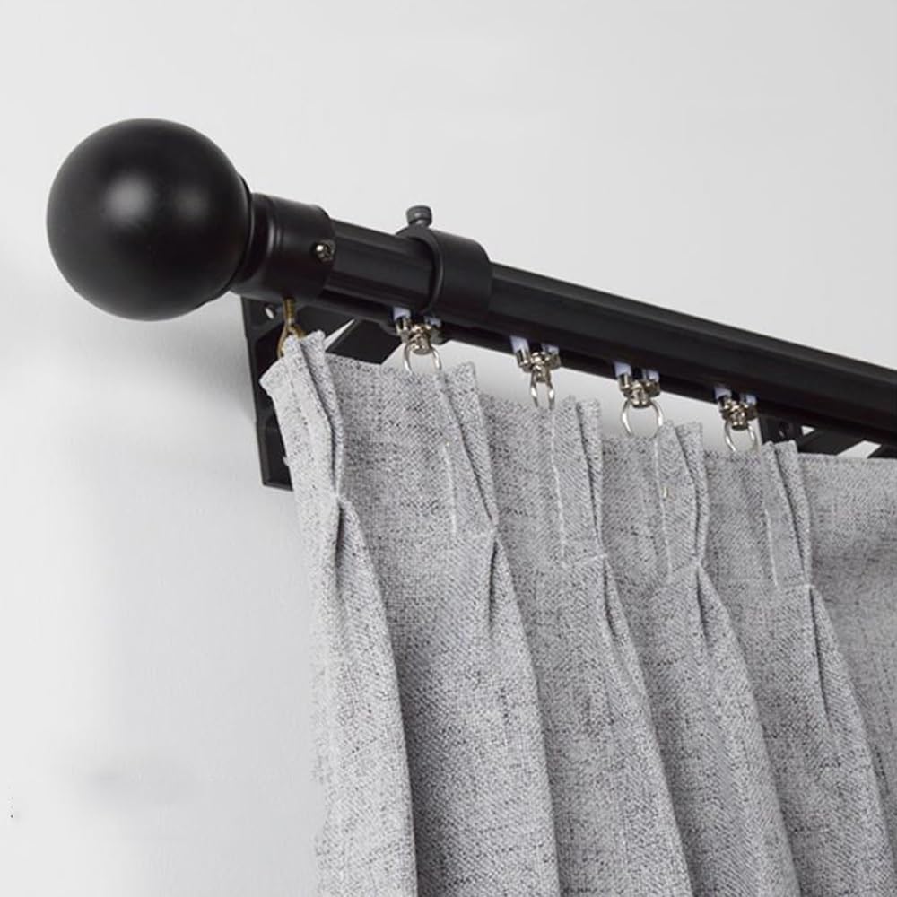 TOCTUS Black Rustic Traverse Rod Set - 39-118 Inch - Stylish Sliding Curtain Track