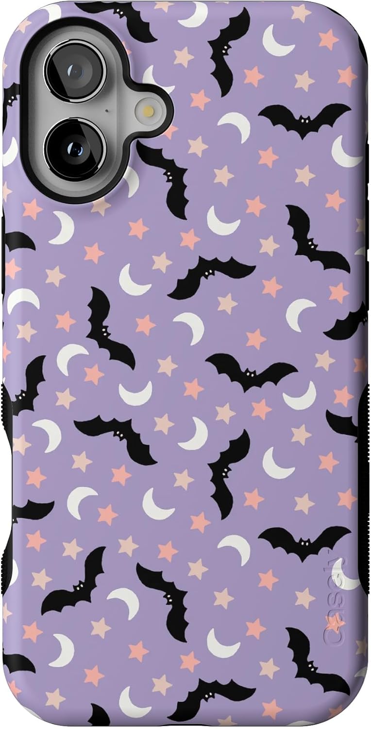 Casely iPhone 16 Case - Midnight Flight with Celestial Bats Design