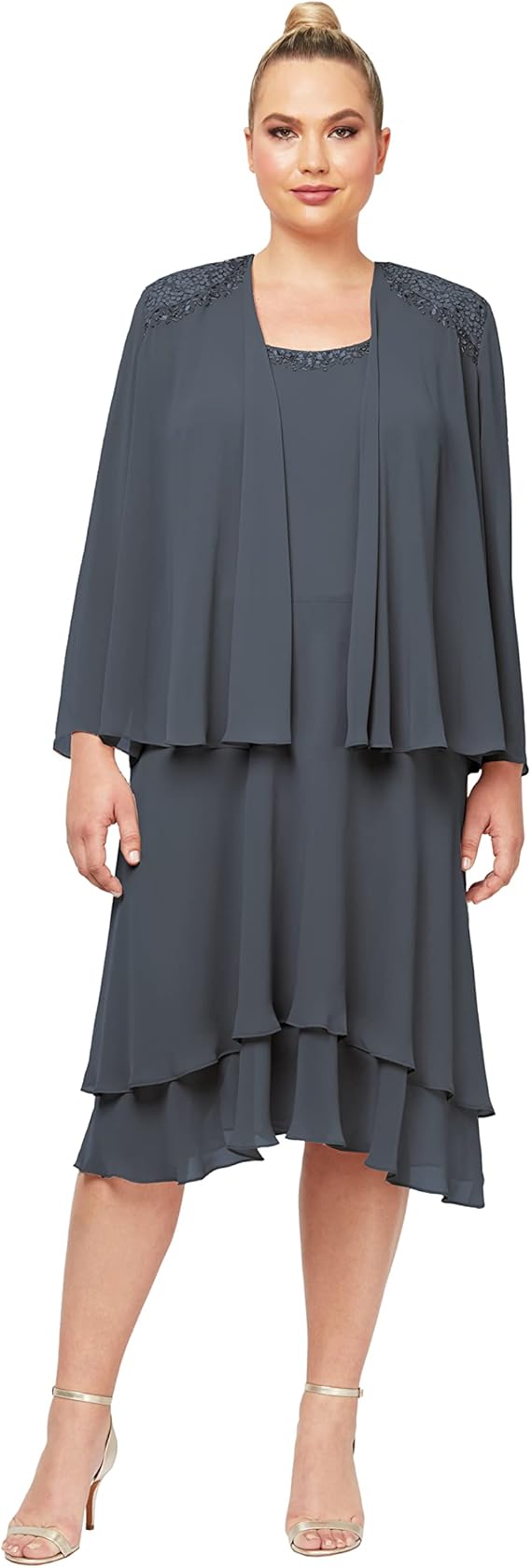 S.L. Fashions Women's Two-Piece Dress with Embellished Jacket