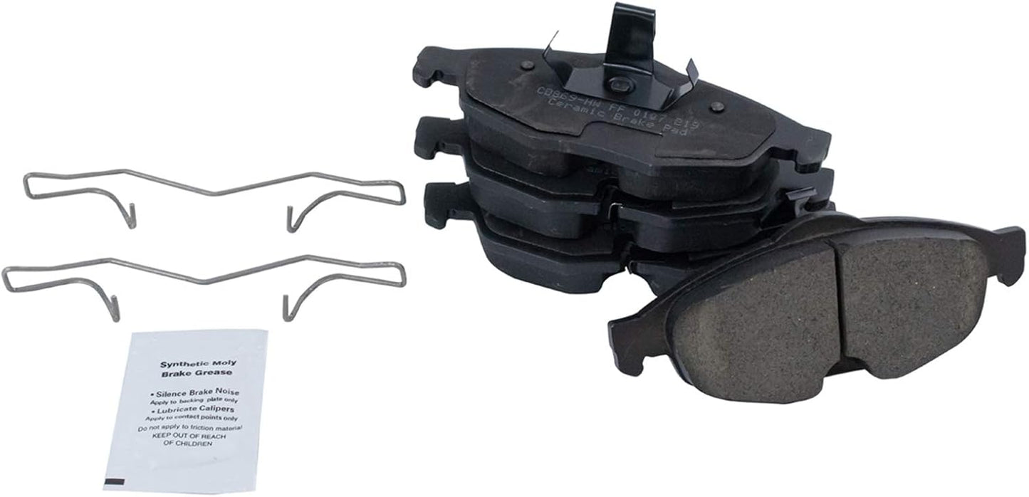 TRQ Front Brake Pads Ceramic Hardware for Chrysler Sebring