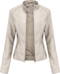 Faux Leather Jacket Women Bomber Petite-Plus Black - Belted Moto
