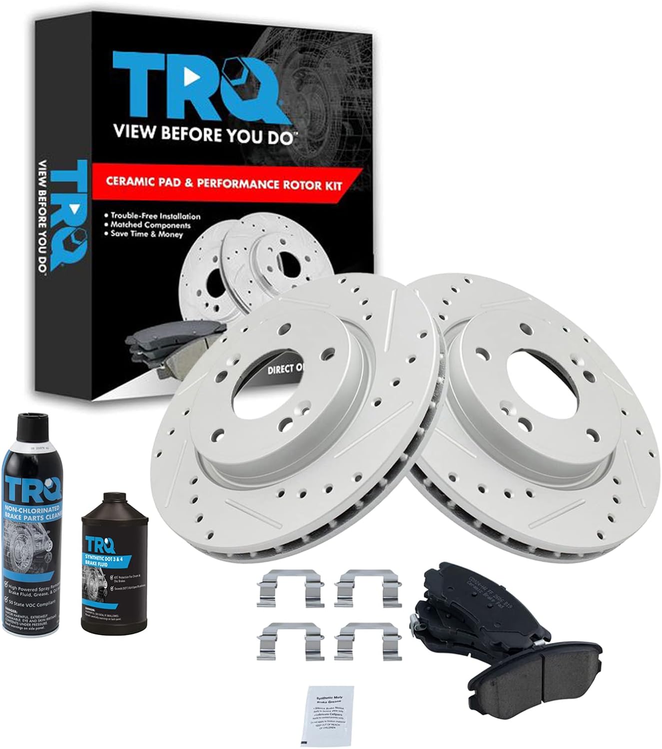 TRQ Front Performance Brake Pad & Rotor Kit for Hyundai Elantra