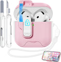 Secure Pink AirPods 4 Case with Stand & Cleaner Kit