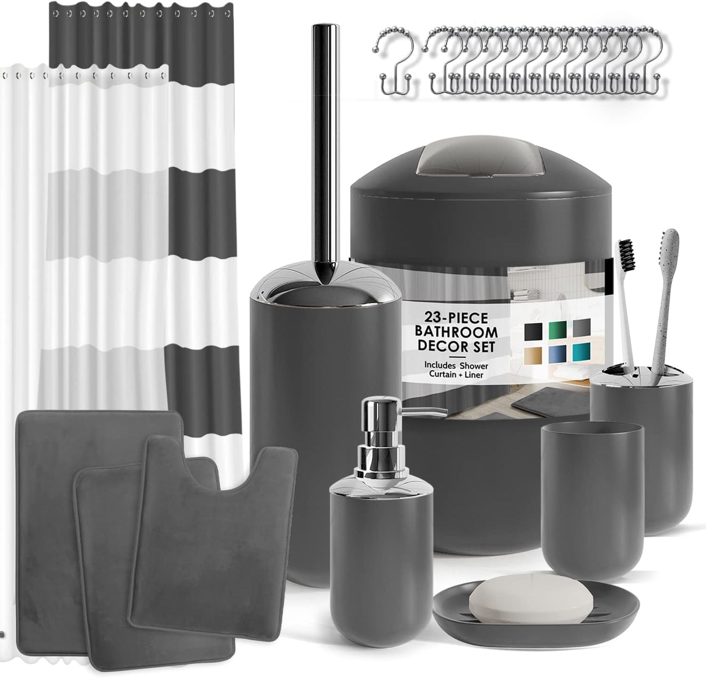 Clara Clark Bathroom Set - Stylish Gray Bathroom Accessories