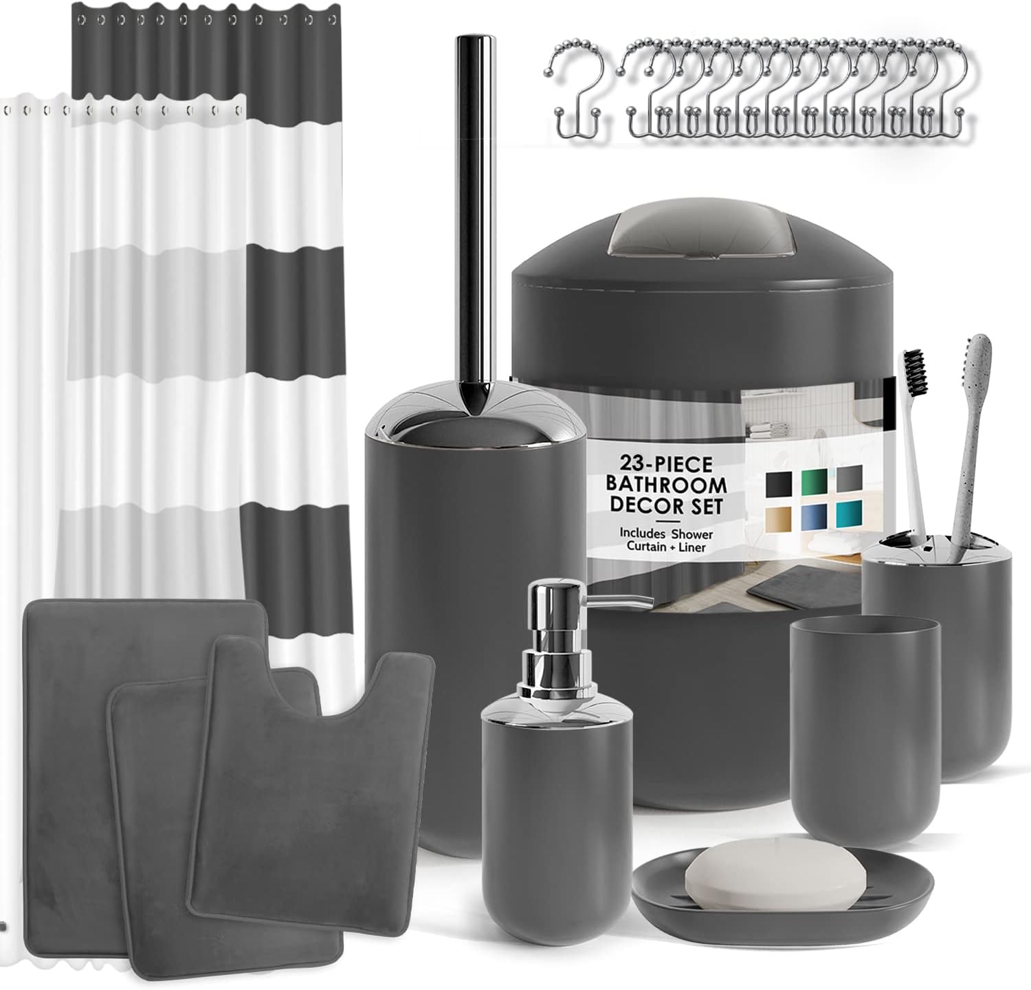 Clara Clark Bathroom Set - Stylish Gray Bathroom Accessories