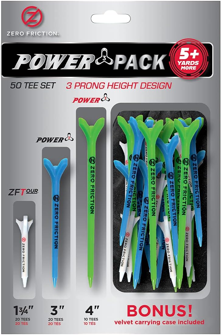 Zero Friction Golf Tees: 50 Pack + Bonus Pouch