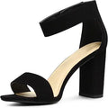 Edmonton Wide-Fit Women's Open Toe Ankle Strap Chunky Heels - Stylish