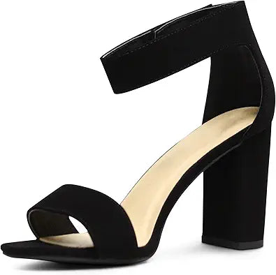 Edmonton Wide-Fit Women's Open Toe Ankle Strap Chunky Heels